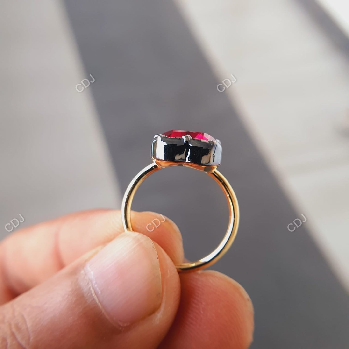 10K Gold Heart Shape Ruby Solitaire Ring