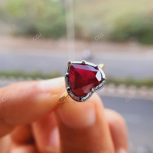 10K Gold Heart Shape Ruby Solitaire Ring