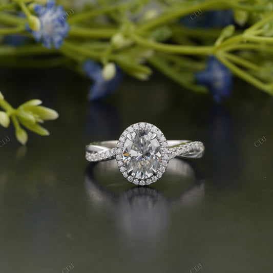 Lab-Grown Diamond Pavé Halo Ring
