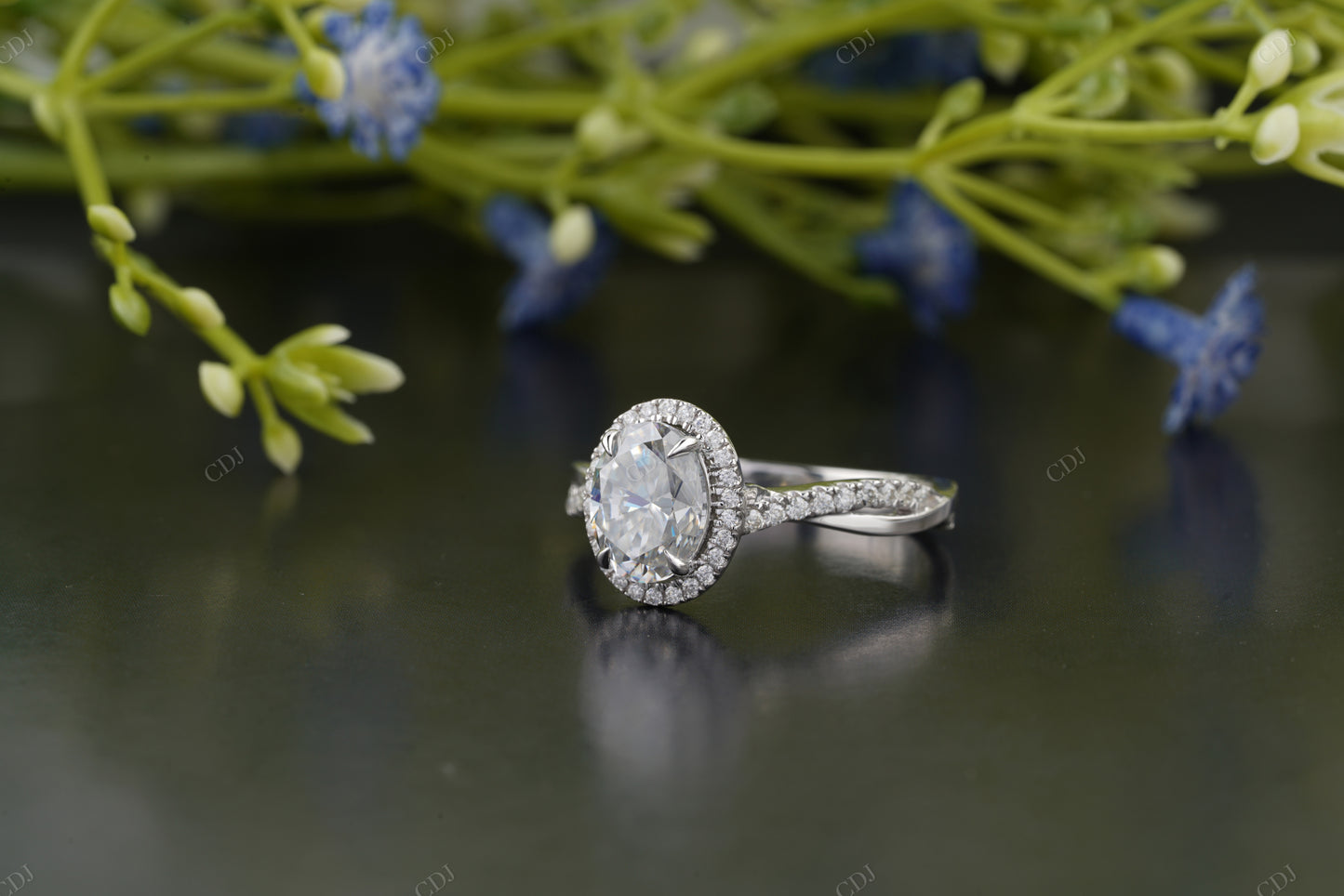 Lab-Grown Diamond Pavé Halo Ring