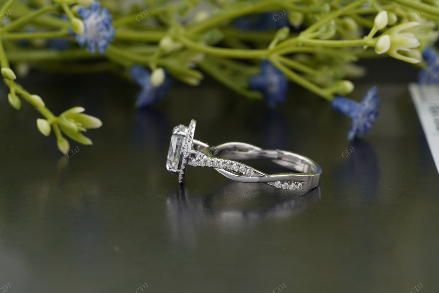 Lab-Grown Diamond Pavé Halo Ring