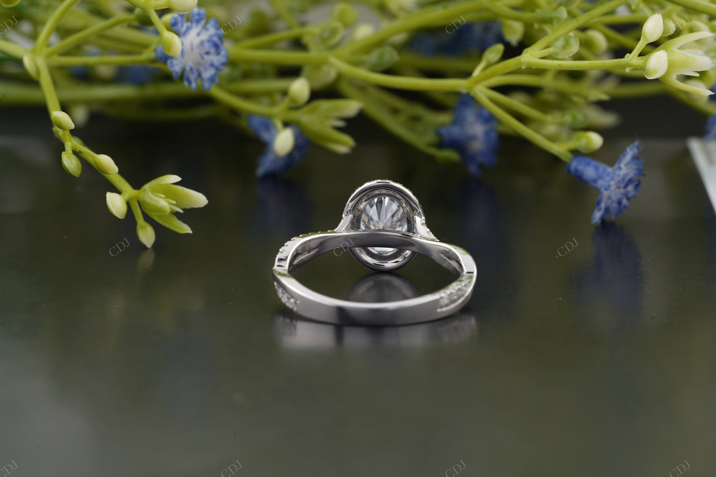Lab-Grown Diamond Pavé Halo Ring
