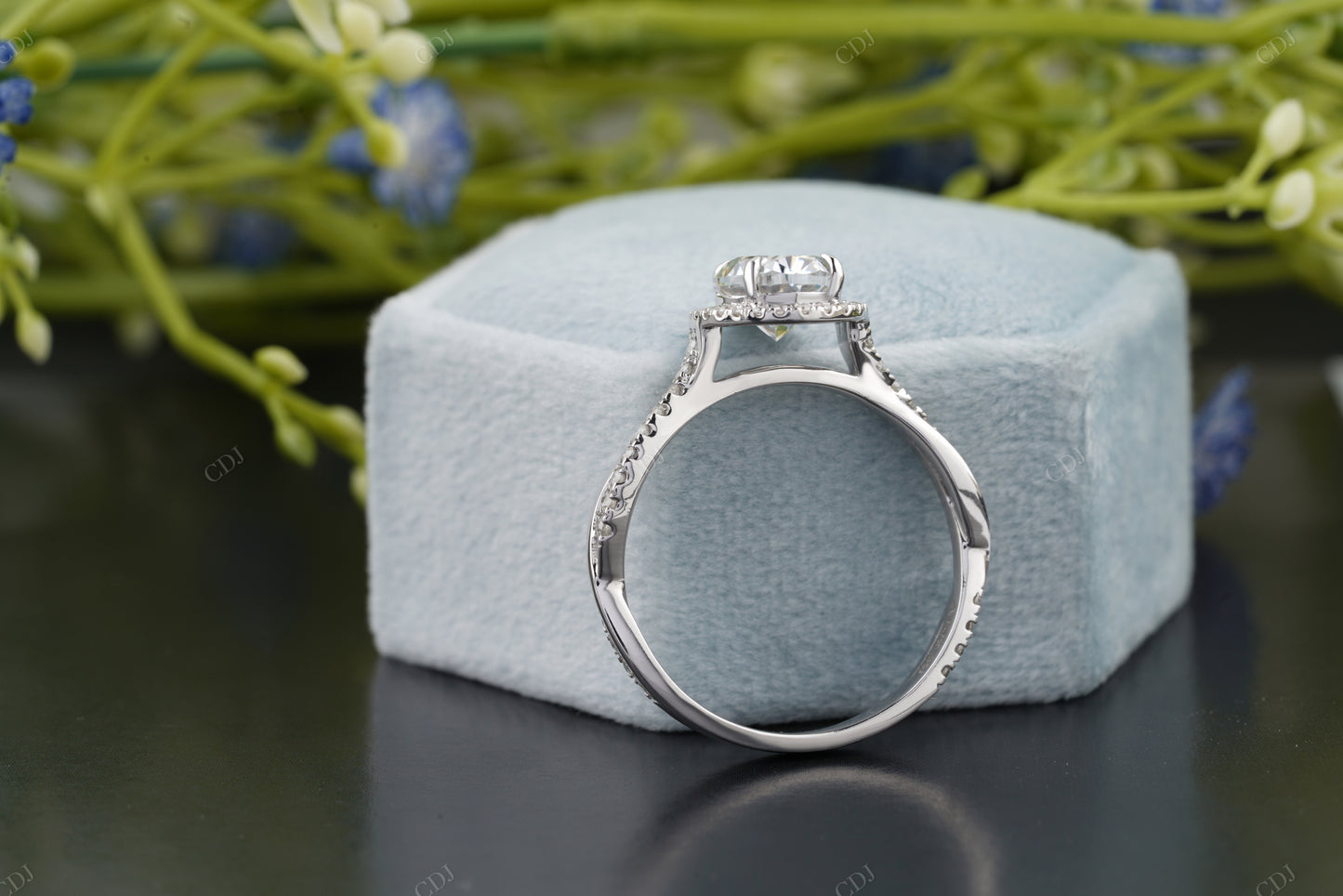 Lab-Grown Diamond Pavé Halo Ring
