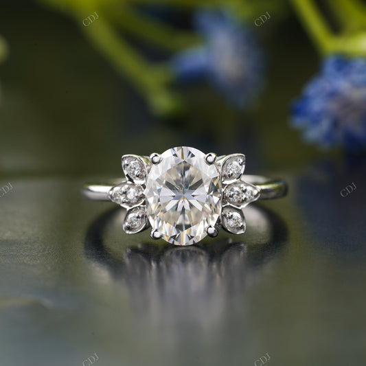 Floral Side Stone Lab Grown Diamond Ring
