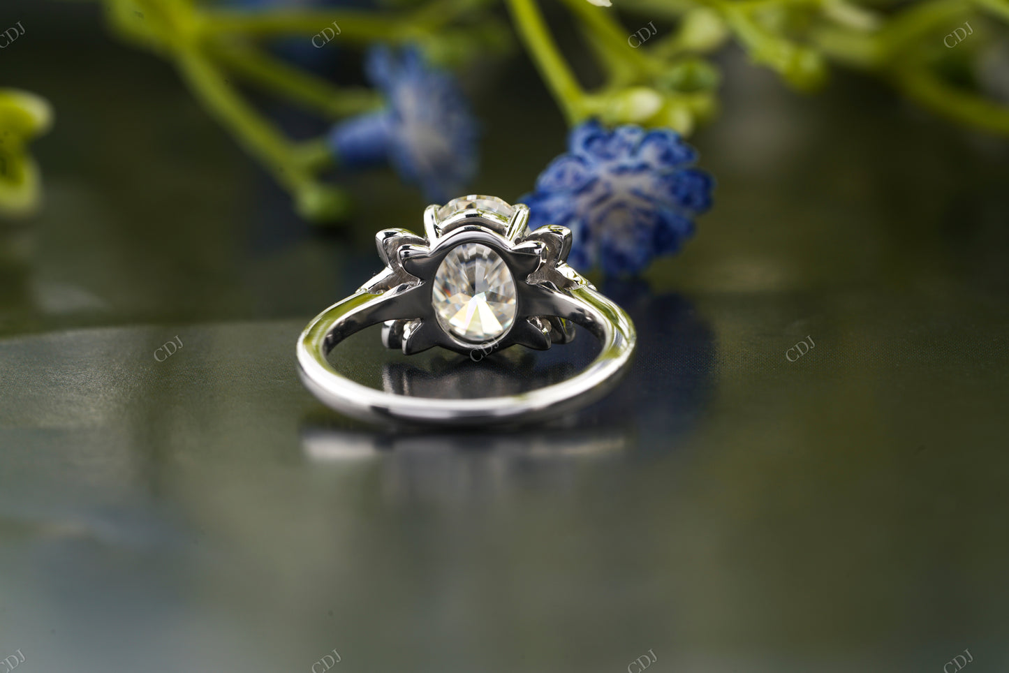 Floral Side Stone Lab Grown Diamond Ring