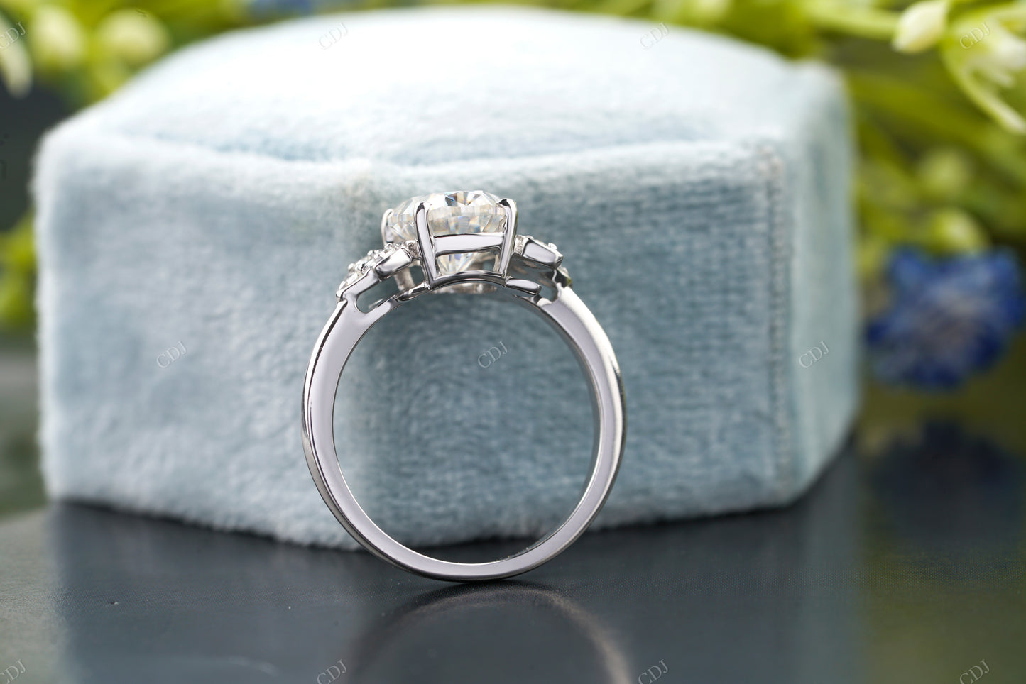 Floral Side Stone Lab Grown Diamond Ring