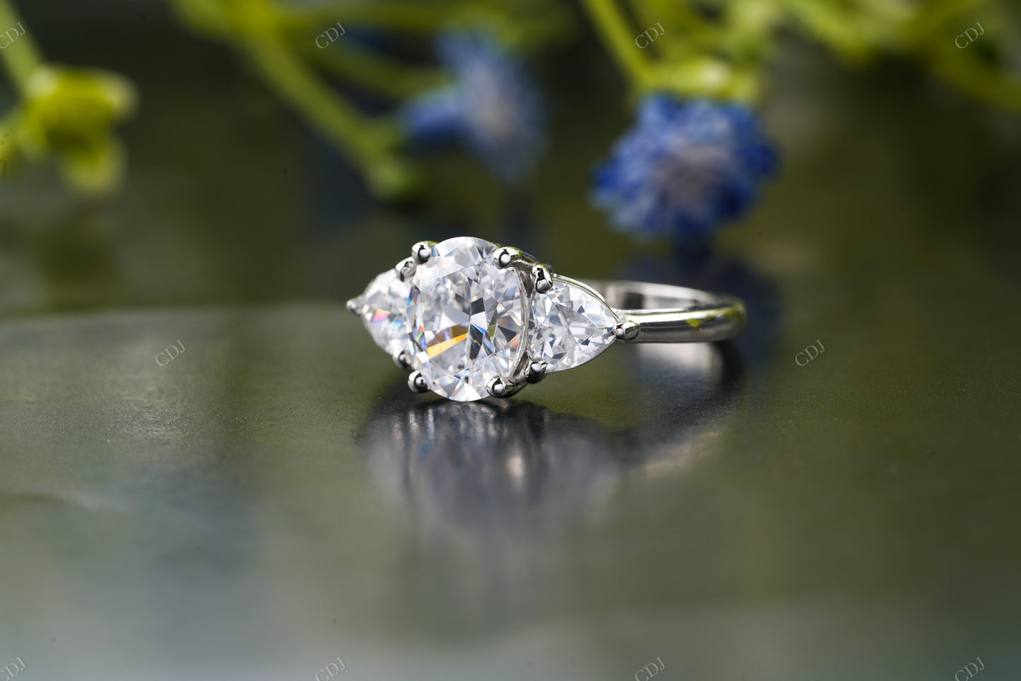 Lab-Grown Diamond Oval Three-Stone Ring