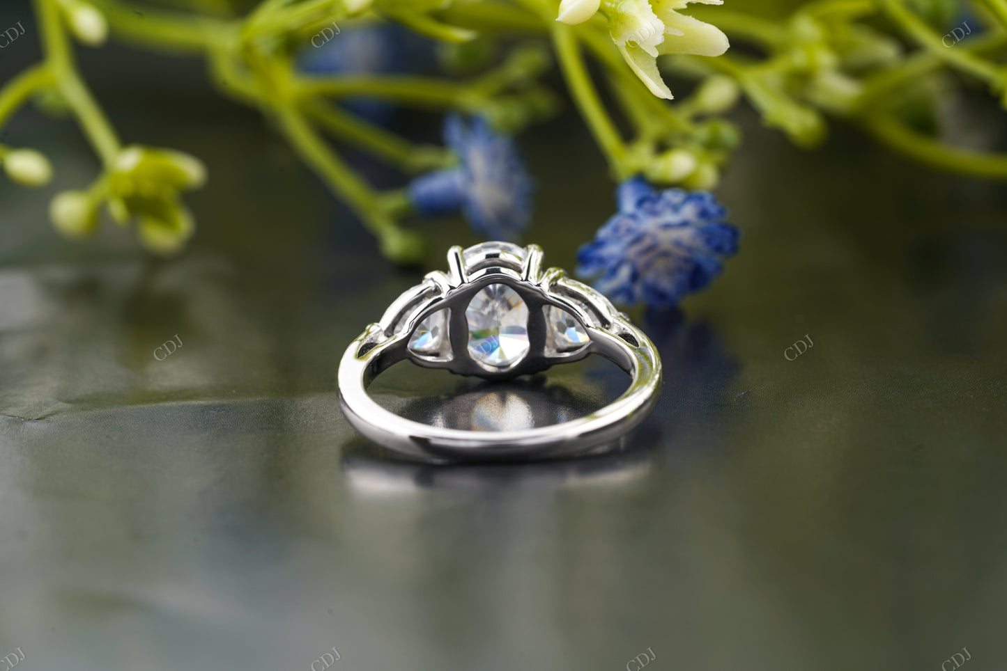 Lab-Grown Diamond Oval Three-Stone Ring