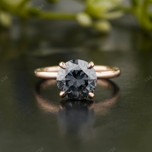 Black Moissanite Diamond Solitaire Ring customdiamjewel