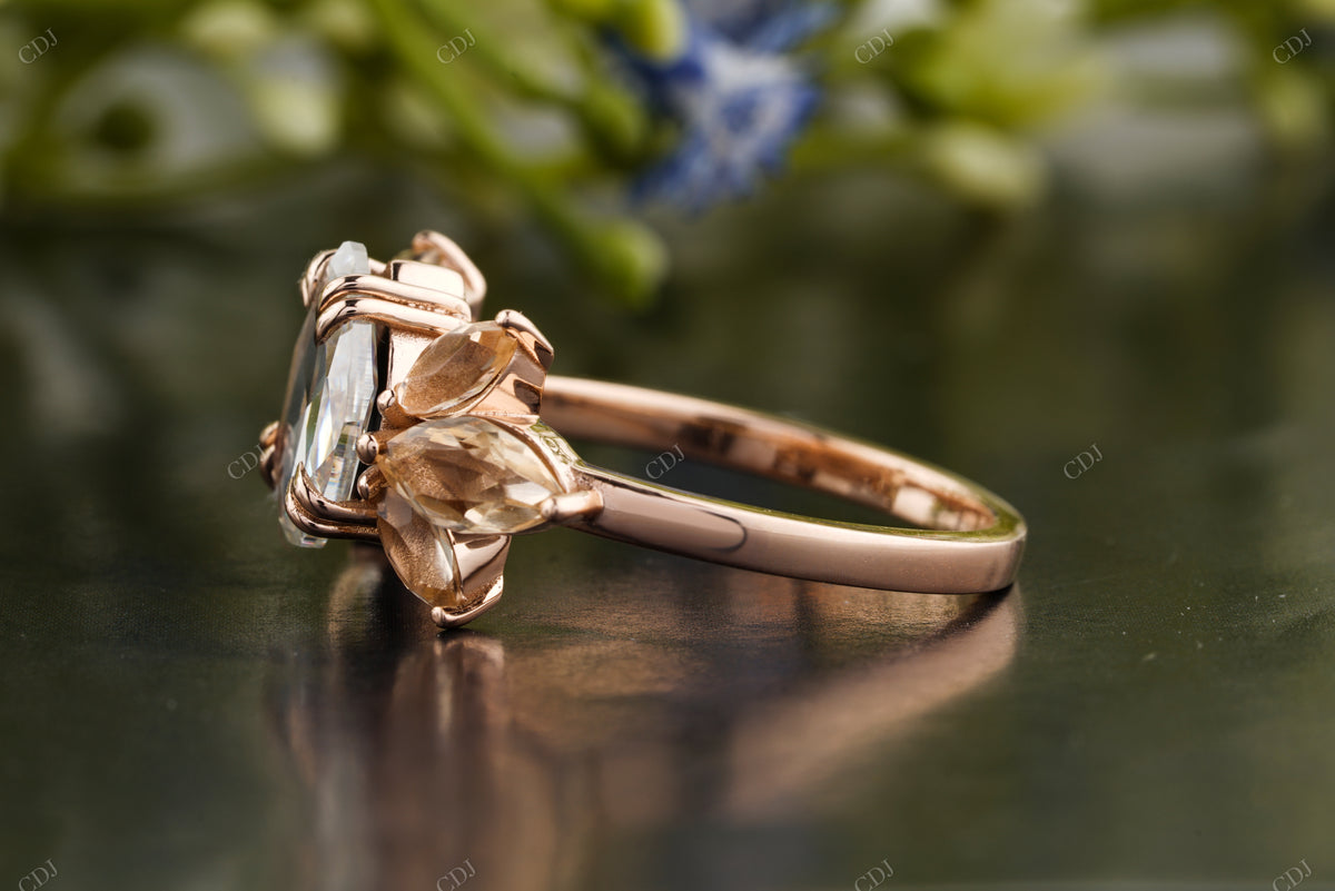 Floral Marquise Side Stone Moissanite Ring customdiamjewel