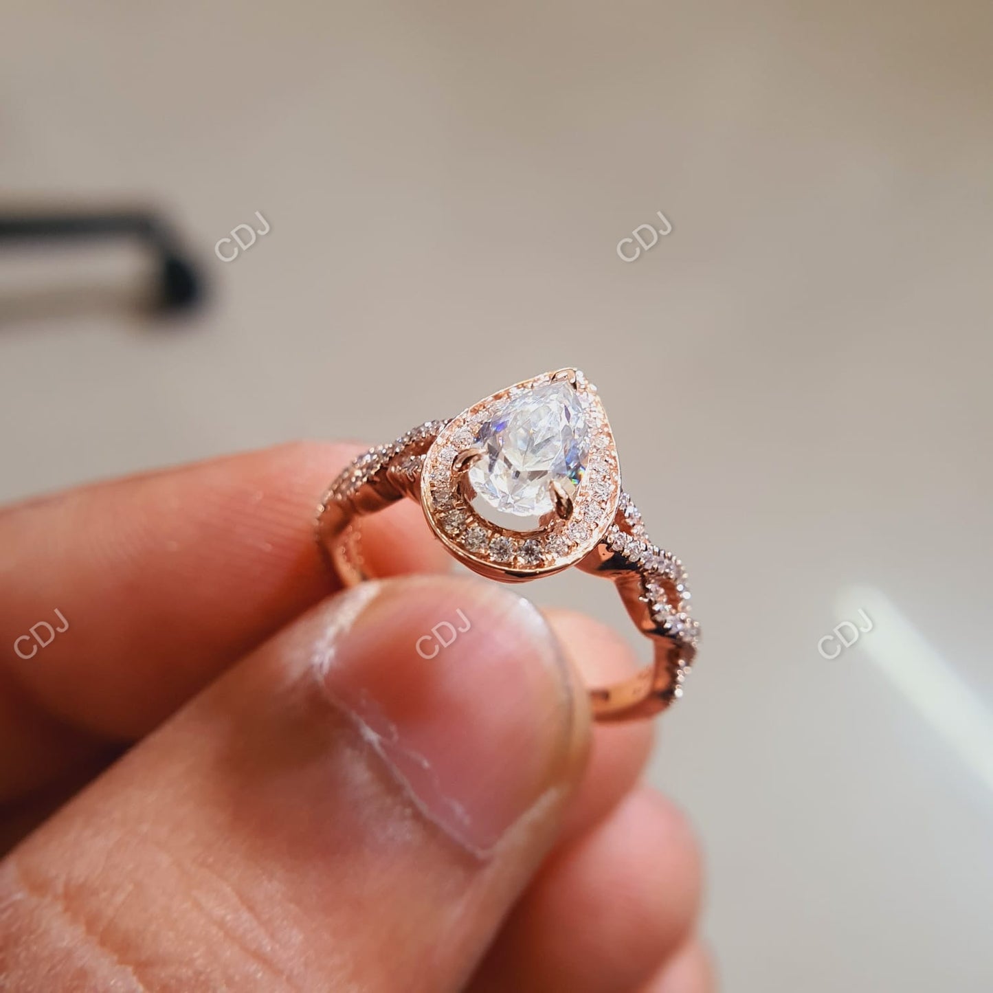 1.45 CTW Pear Shaped Infinity Halo Engagement Ring