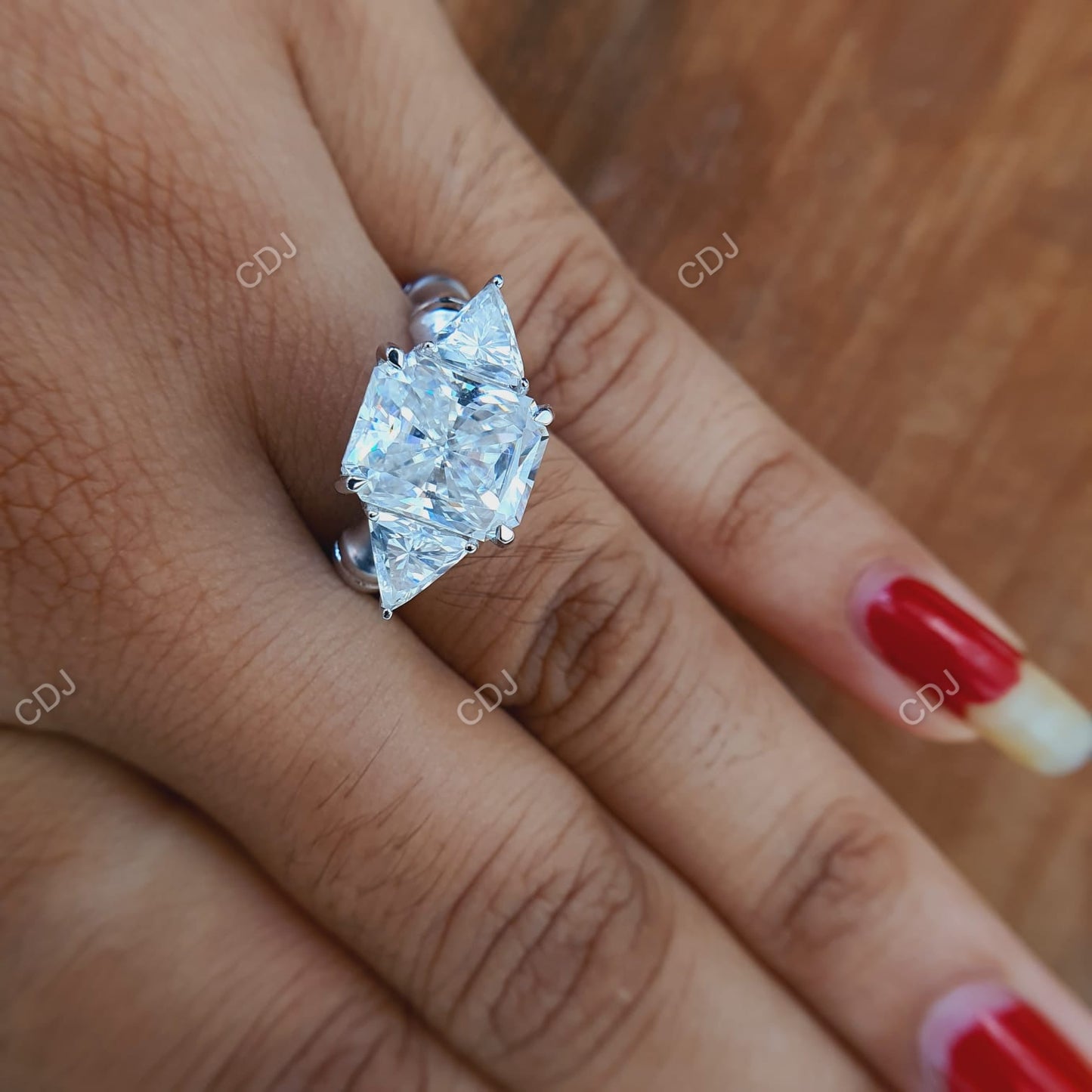 4.30 CTW Emerald Cut Lab Grown Diamond Cluster Ring