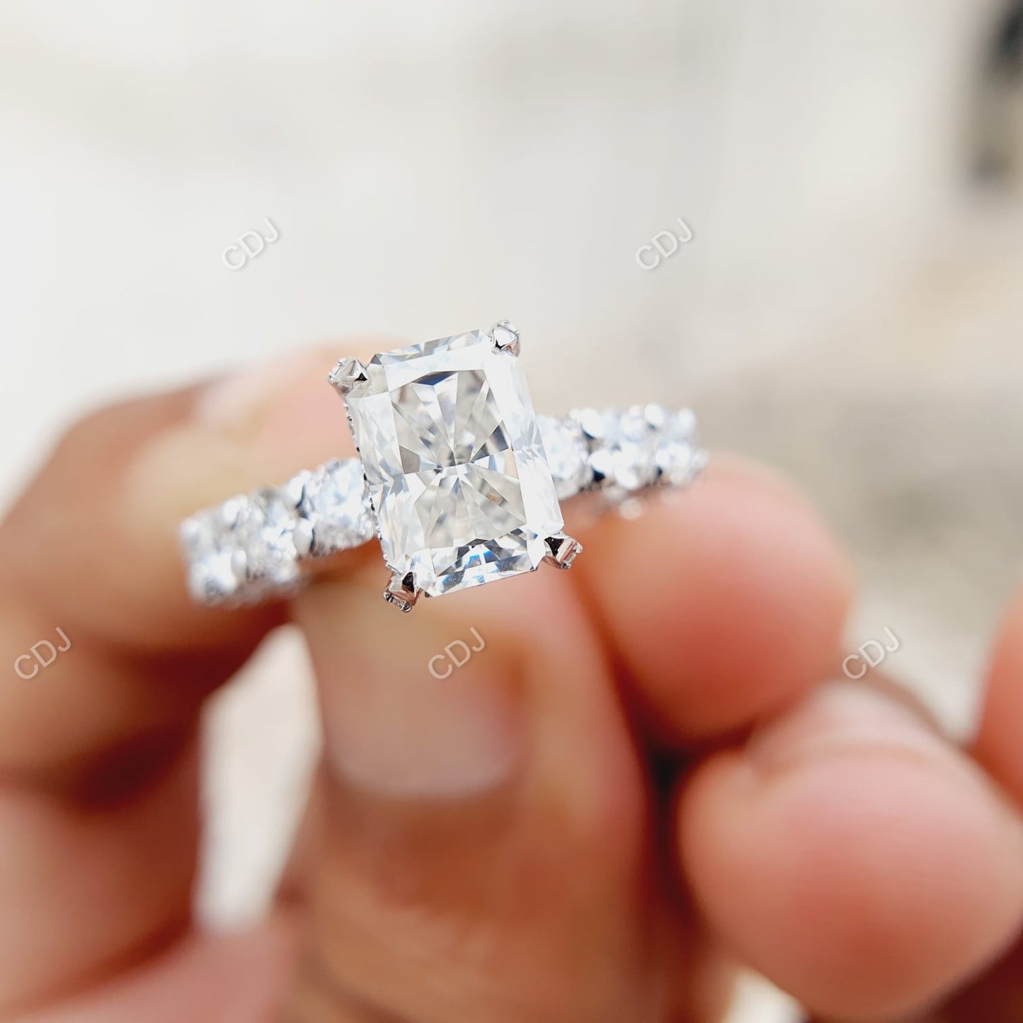 2.66 CTW Emerald Lab-Grown Diamond Engagement Ring