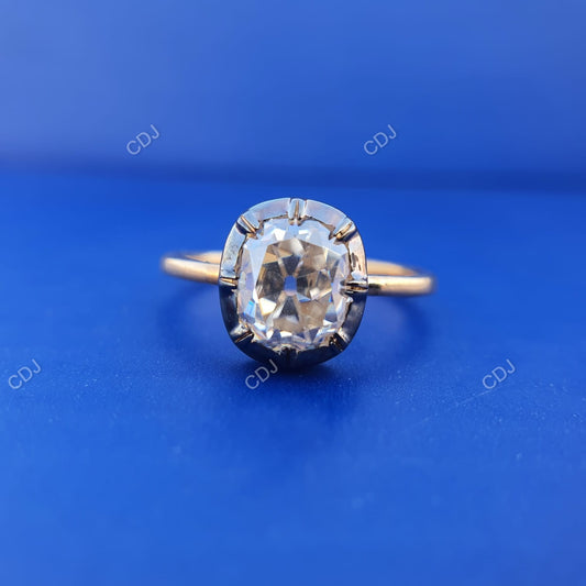 Old Mine Cut Lab Grown Diamond Solitaire Ring