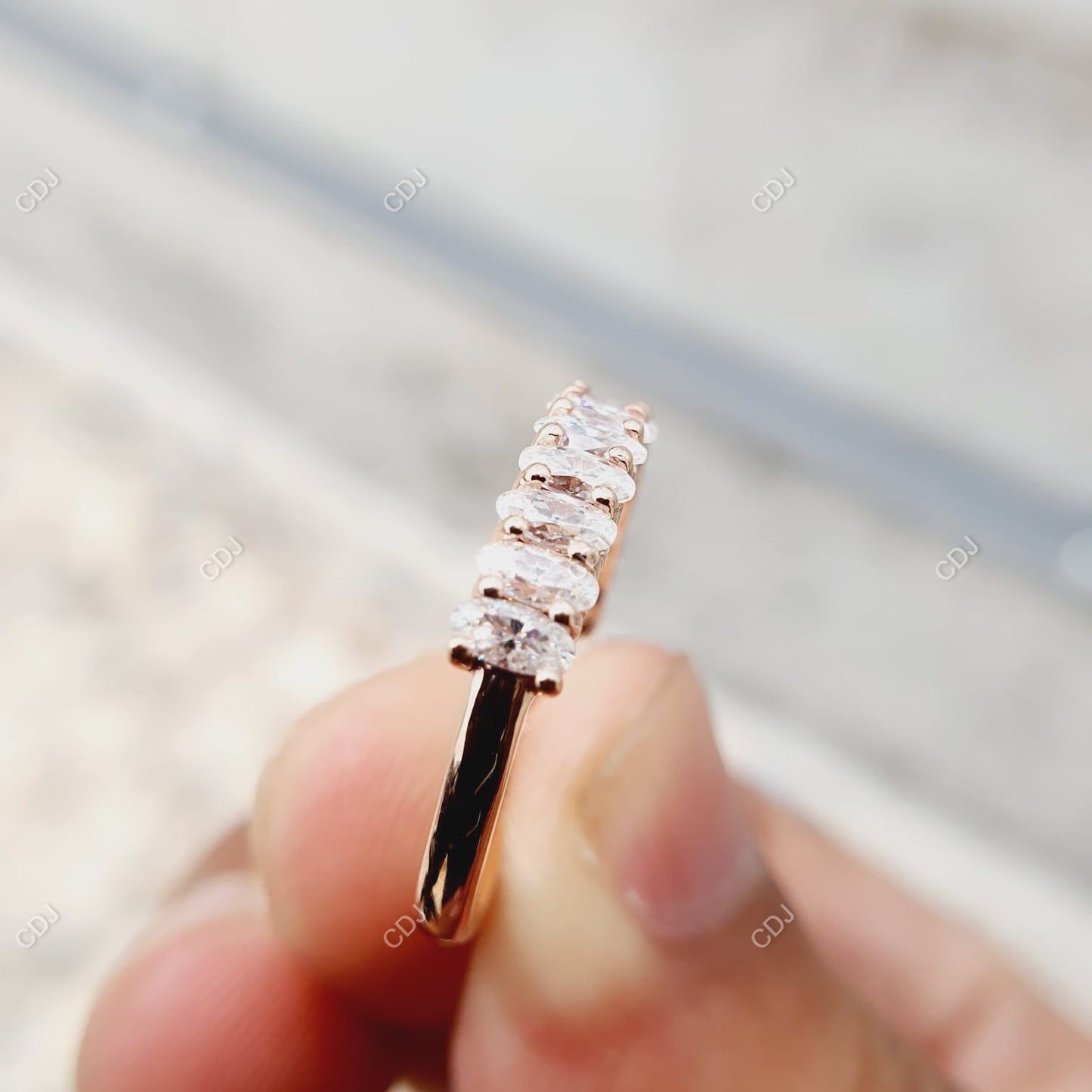 10K Yellow Gold 1.05 CTW Oval Cut Lab-Grown Half Eternity Band