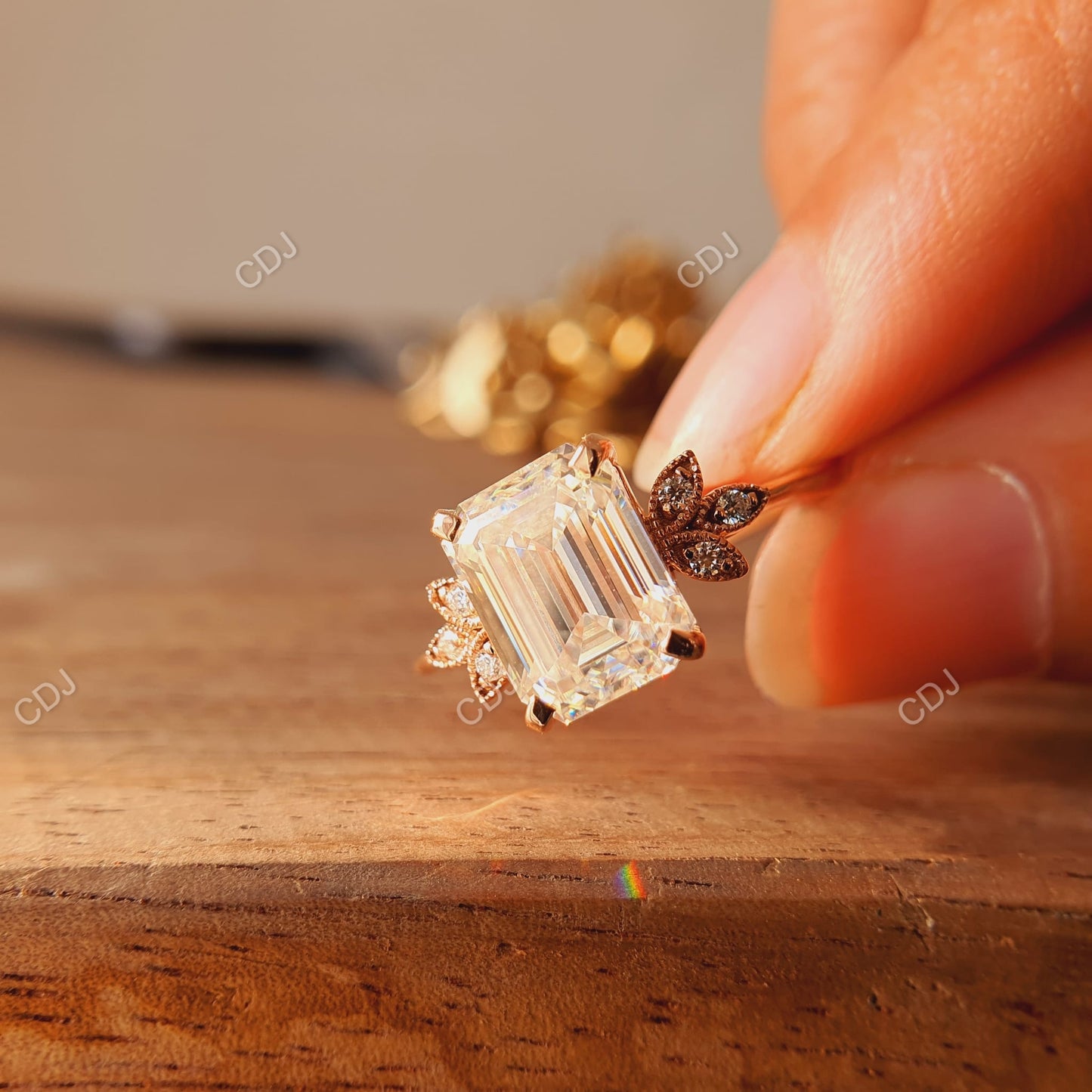 2.36 CTW Emerald Cut Lab Grown Diamond Cluster Ring