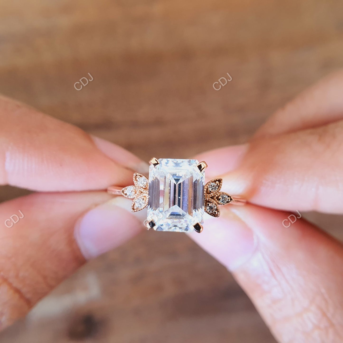 2.36 CTW Emerald Cut Lab Grown Diamond Cluster Ring