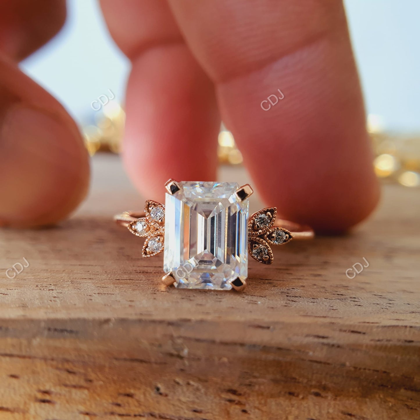 2.36 CTW Emerald Cut Lab Grown Diamond Cluster Ring