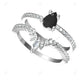 1.56 CTW Pear Cut Black Rutilated Moissanite Bridal Ring Set