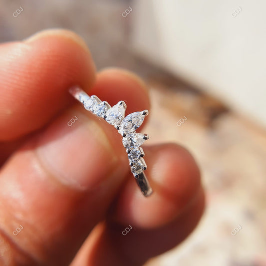 0.22 CTW Cluster Lab-Grown Curved Wedding Band Minimalist Ring customdiamjewel