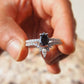 1.56 CTW Pear Cut Black Rutilated Moissanite Bridal Ring Set