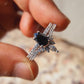 1.56 CTW Pear Cut Black Rutilated Moissanite Bridal Ring Set