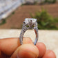 3.85 CTW 10K White Gold Three-Stone Pave Engagement Ring