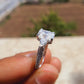 3.85 CTW 10K White Gold Three-Stone Pave Engagement Ring
