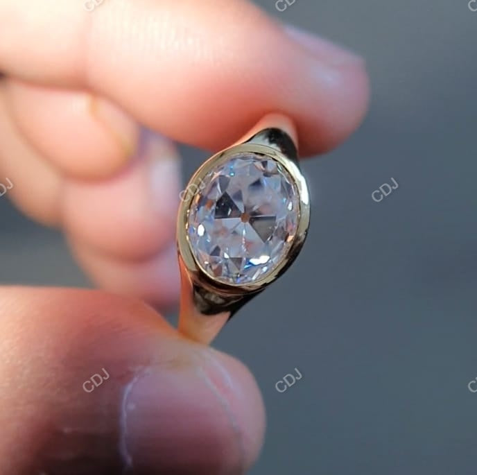 1.45 CTW 14K Yellow Gold Oval Cut Diamond Bezel-Set Signet Ring