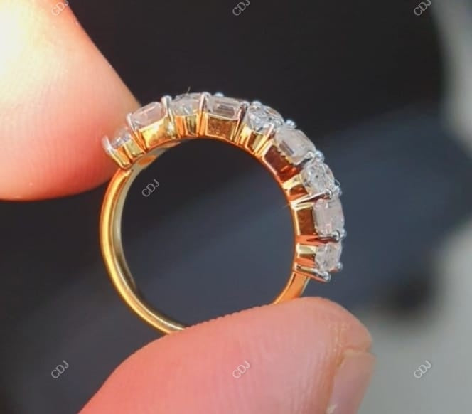 1.40 CTW Oval and Baguette Cut Lab-Grown Half Eternity Band