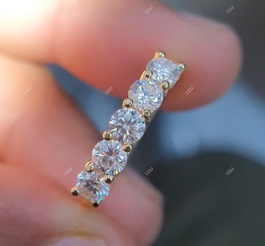 10K Yellow Gold 1.15 CTW Round Cut Diamond Five-Stone Wedding Band