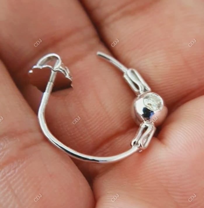 0.24 CTW Pink and White Round Diamond Angel Wing Hoop Earrings