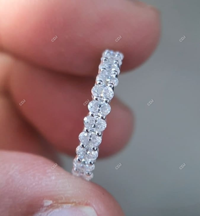 1.24 CTW 14K White Gold Oval Cut Lab-Grown Shared Prong Eternity Band