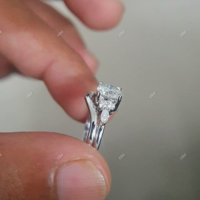 10K White Gold 1.51 CTW Lab-Grown Bridal Ring Set - customdiamjewel