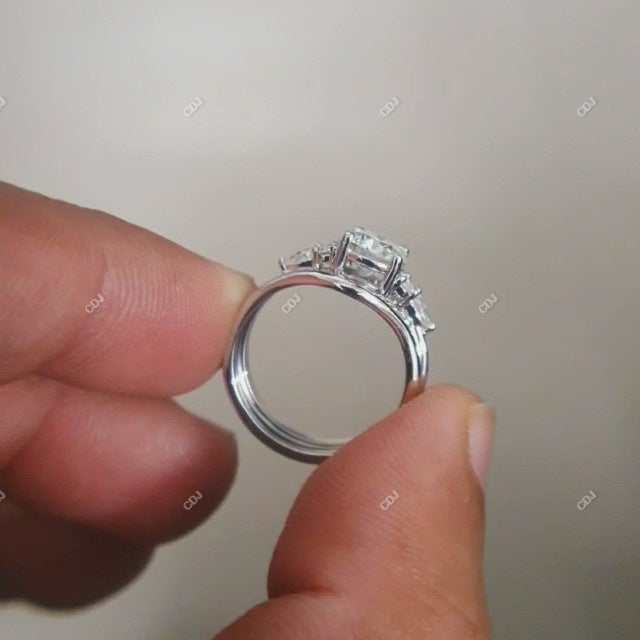 10K White Gold 1.51 CTW Lab-Grown Bridal Ring Set - customdiamjewel