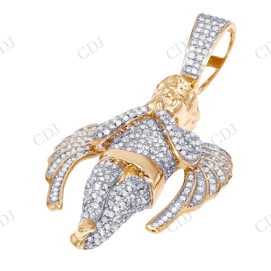 Two Tone VVS Moissanite Praying Angel Diamond Pendant Hip Hop Pendent CustomDiamJewel