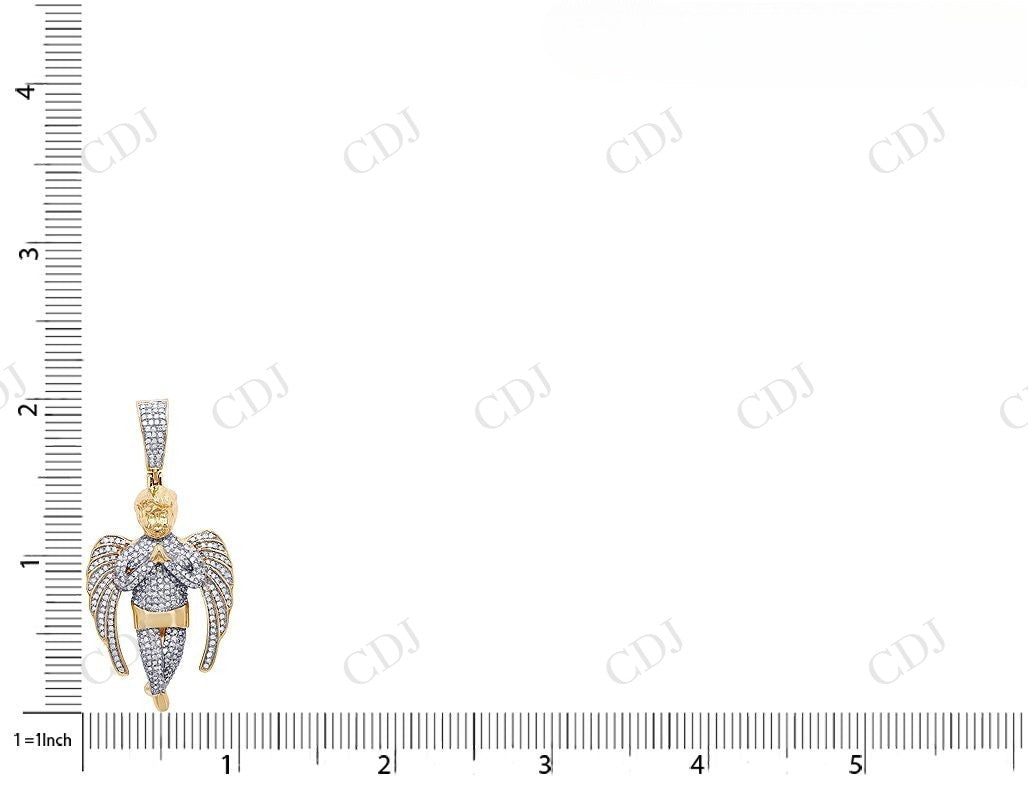 Two Tone VVS Moissanite Praying Angel Diamond Pendant Hip Hop Pendent CustomDiamJewel