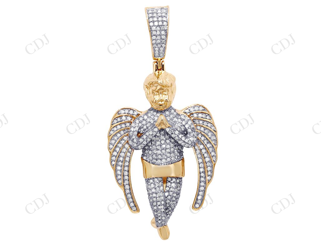 Two Tone VVS Moissanite Praying Angel Diamond Pendant Hip Hop Pendent CustomDiamJewel