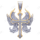 925 VVS Two Tone Moissanite Angel Wings Diamond Cross Pendent Hip Hop Pendent CustomDiamJewel