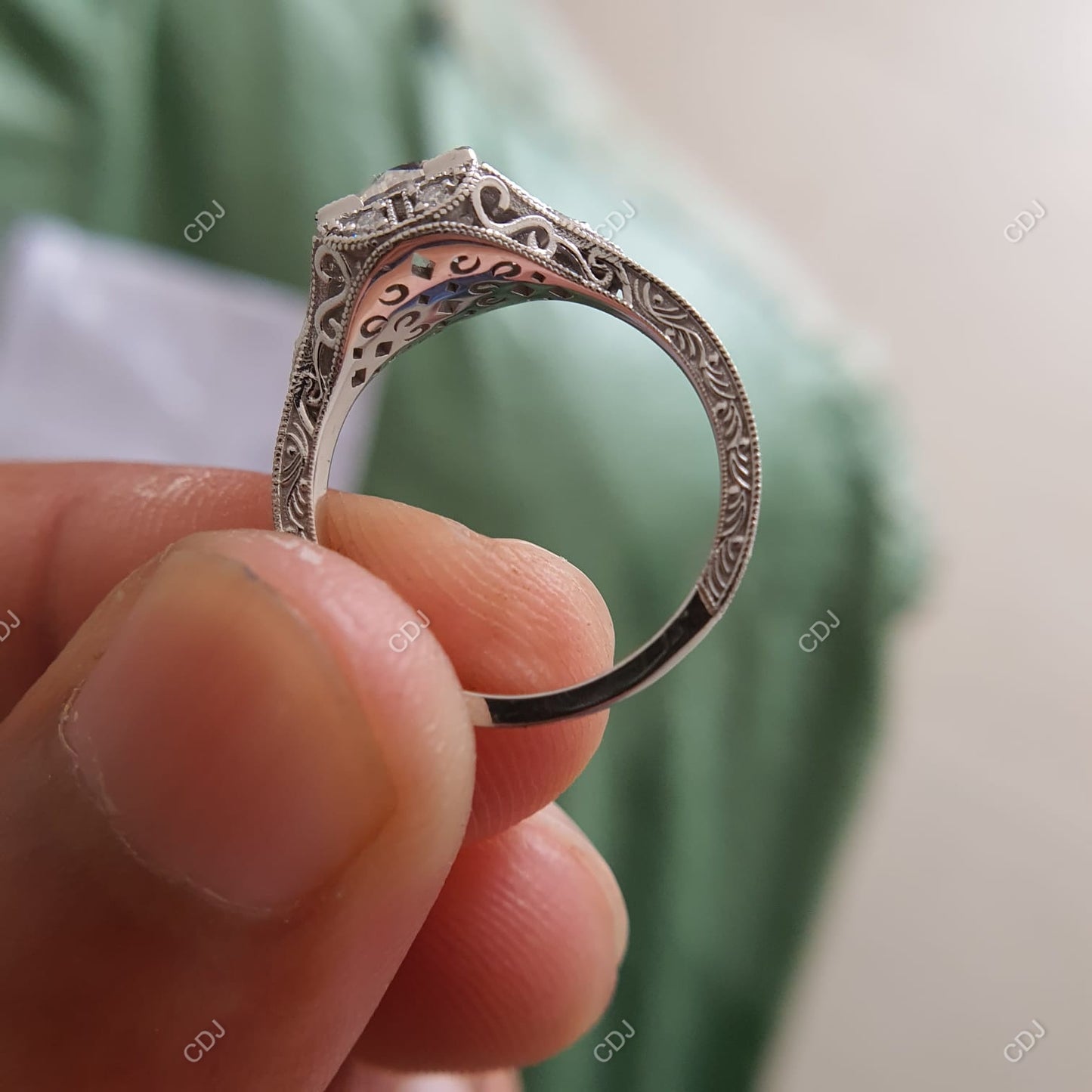 1.55 CTW Round Cut Lab-grown Diamond Vintage Engagement Ring