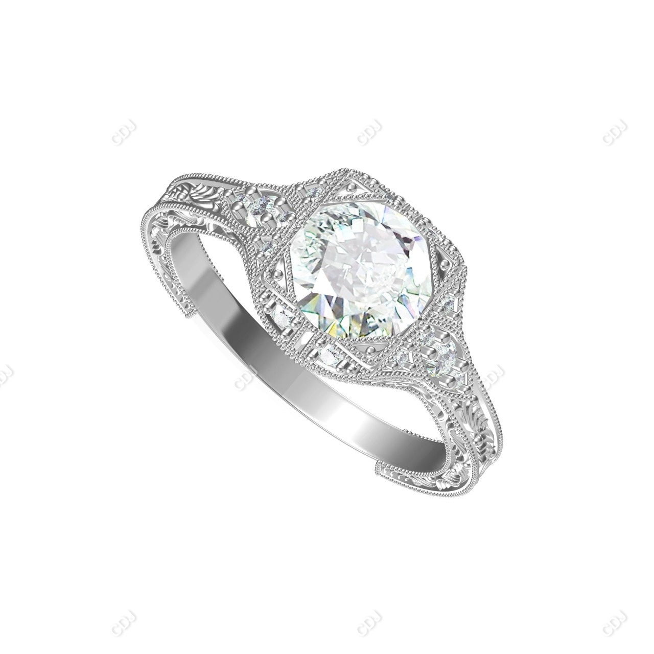 1.55 CTW Round Cut Lab-grown Diamond Vintage Engagement Ring