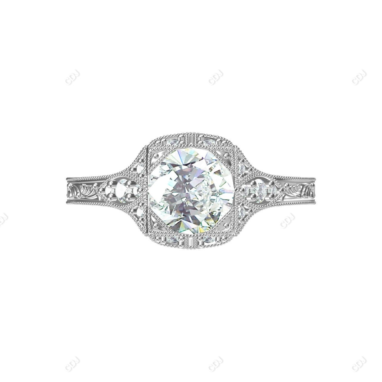 1.55 CTW Round Cut Lab-grown Diamond Vintage Engagement Ring