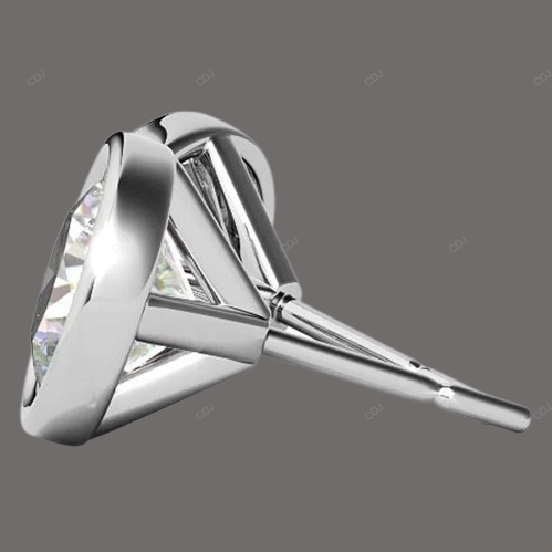 Yellow Gold Bezel Set Lab Grown Diamond Earrings customdiamjewel