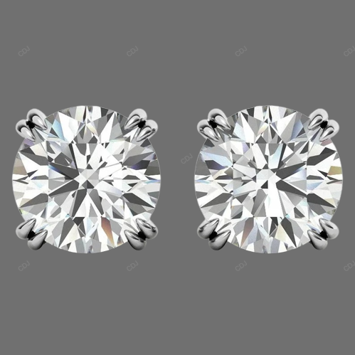 Double Prong Yellow Gold Lab Grown Diamond Earrings
