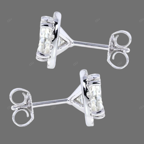 Halo Setting Lab Grown Diamond Stud Earrings
