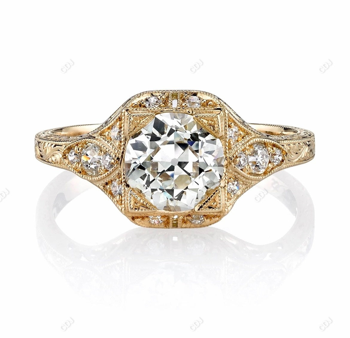 1.55 CTW Round Cut Lab-grown Diamond Vintage Engagement Ring