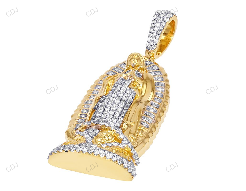 Mother Mary Yellow Gold Lab Grown Diamond Hip Hop Pendant hip hop jewelry CustomDiamJewel