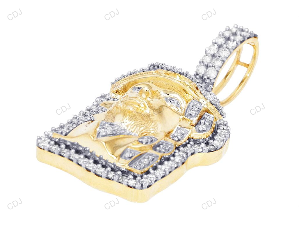 Yellow Gold Lab Grown Diamond Jesus Frame Pendant hip hop jewelry CustomDiamJewel