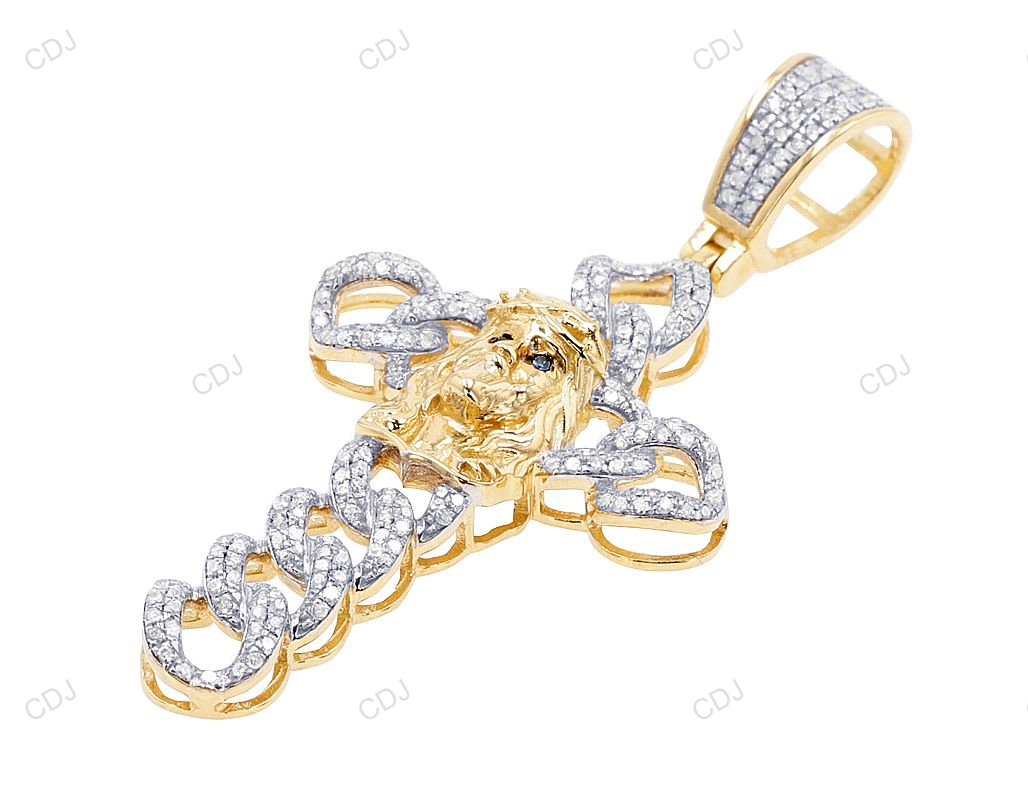 Two-Tone Lab Grown Diamond Jesus Head Cuban Style Pendant hip hop jewelry CustomDiamJewel
