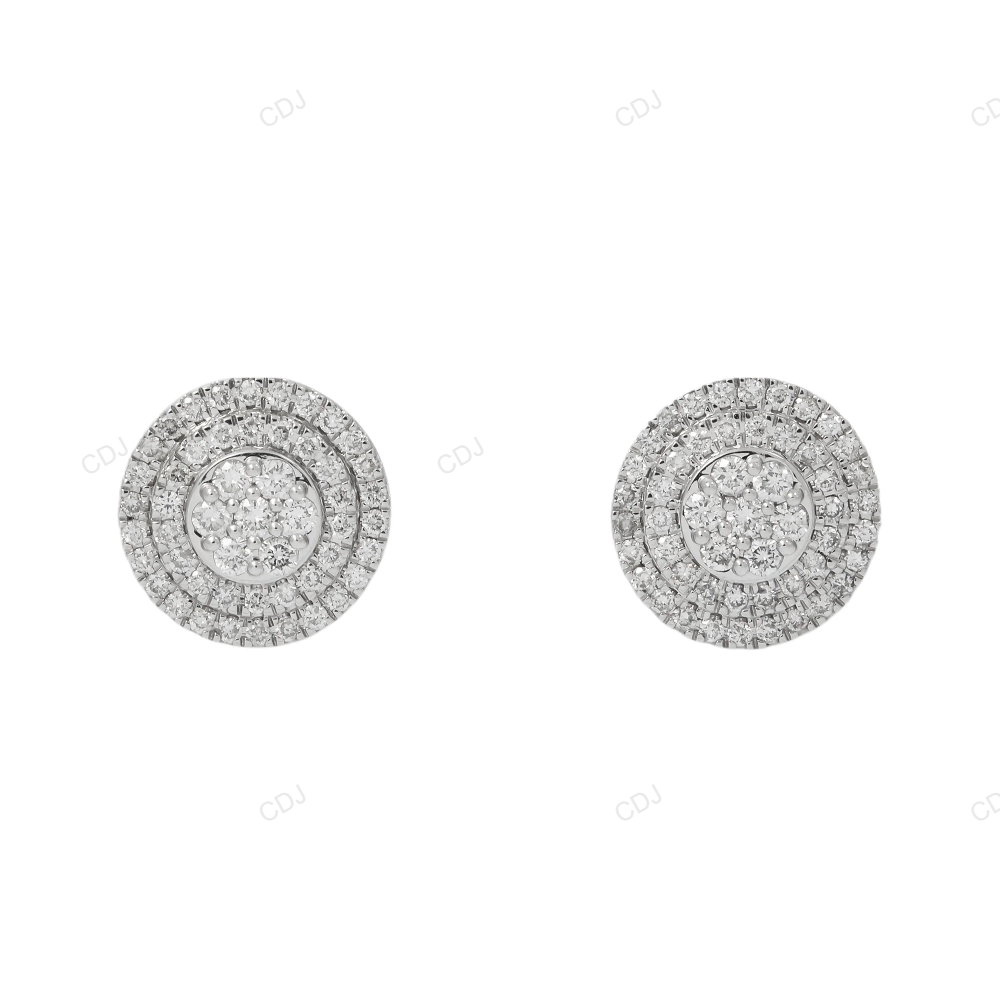 Luxury Lab Grown Diamond Halo Stud Earrings in Gold